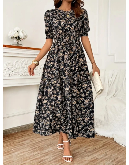 Kadın Yarım Kollu Bisiklet Yaka Kol Ve Bel Gipe Detay Süprem Elbise