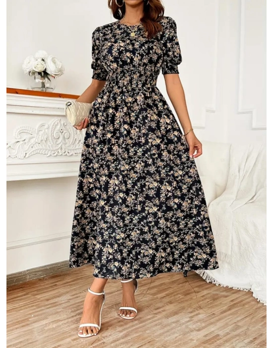 Kadın Yarım Kollu Bisiklet Yaka Kol Ve Bel Gipe Detay Süprem Elbise