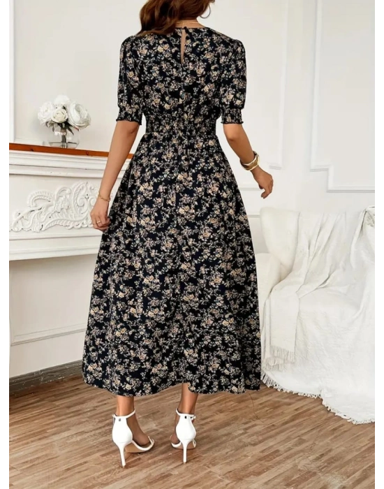 Kadın Yarım Kollu Bisiklet Yaka Kol Ve Bel Gipe Detay Süprem Elbise