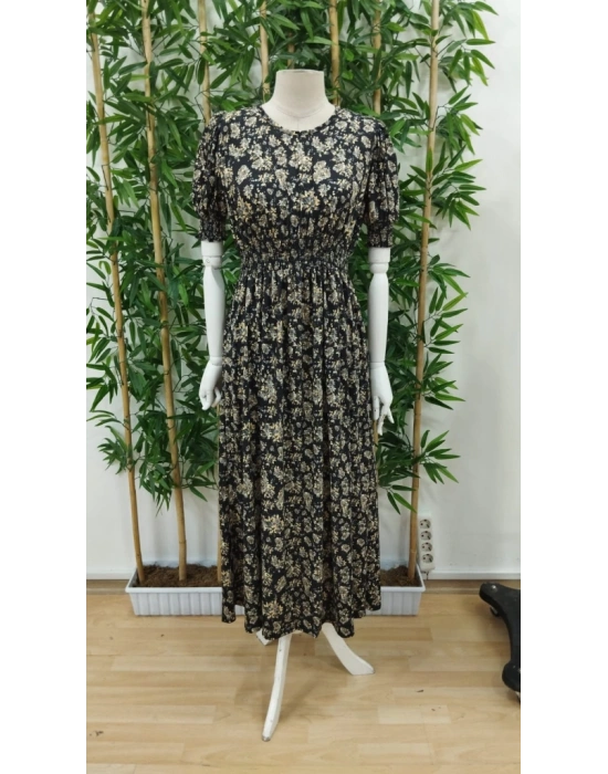 Kadın Yarım Kollu Bisiklet Yaka Kol Ve Bel Gipe Detay Süprem Elbise