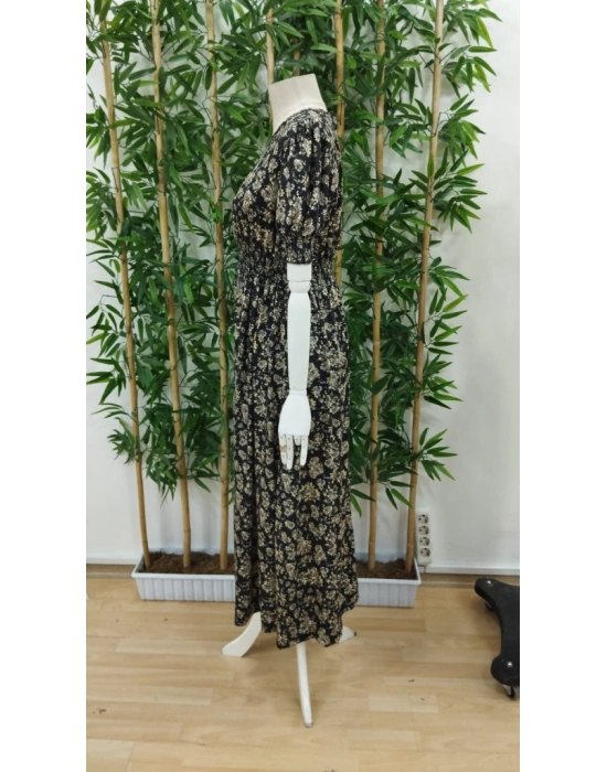 Kadın Yarım Kollu Bisiklet Yaka Kol Ve Bel Gipe Detay Süprem Elbise