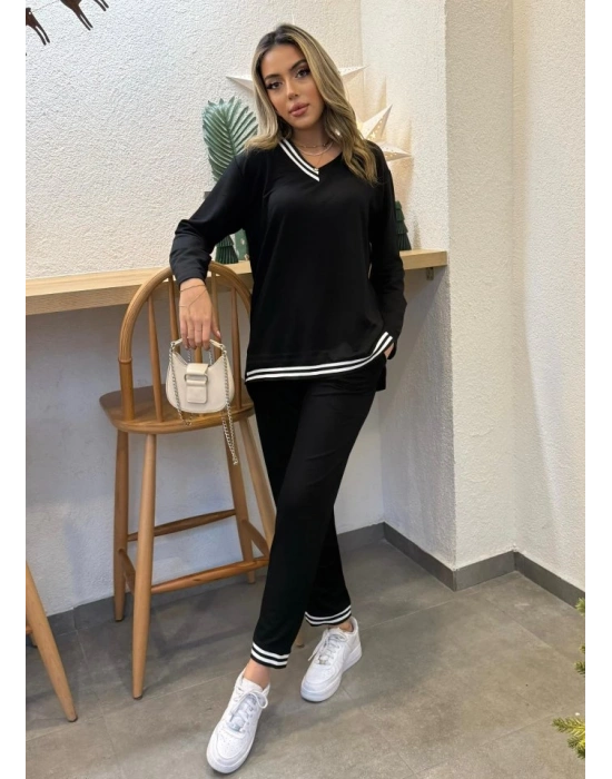 Kadın Yeni ezon Uzun Kollu Ribana Detay Ikili Takım