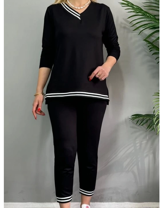 Kadın Yeni ezon Uzun Kollu Ribana Detay Ikili Takım