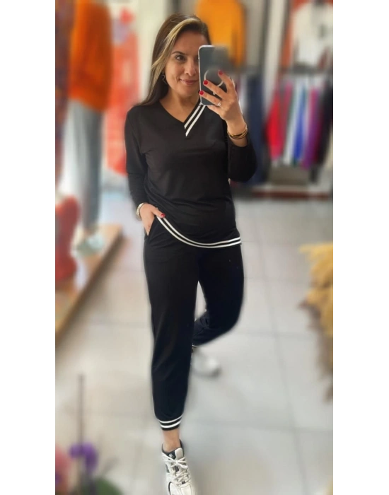 Kadın Yeni ezon Uzun Kollu Ribana Detay Ikili Takım