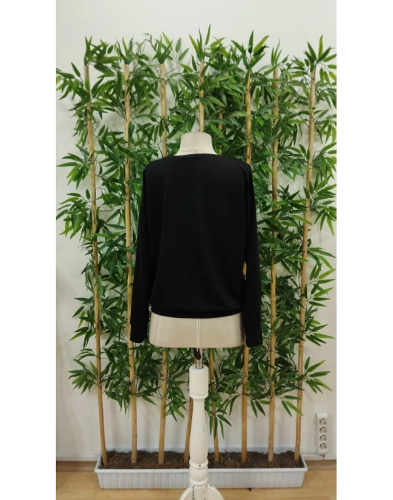 Kadın Yılbaşı Özel Uzun Kollu Bisiklet Yaka Desenli Viskon Iki Iplik Bluz