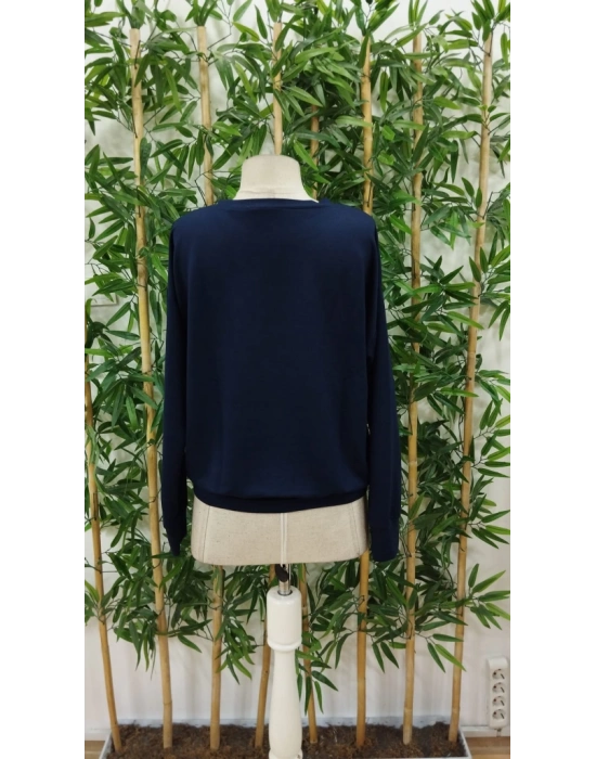 Kadın Yılbaşı Özel Uzun Kollu Bisiklet Yaka Viskon Iki Iplik Bluz