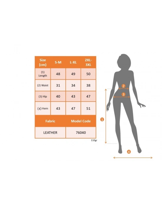 Kadın Yırtmaç Dantel Detay Deri Mini Etek