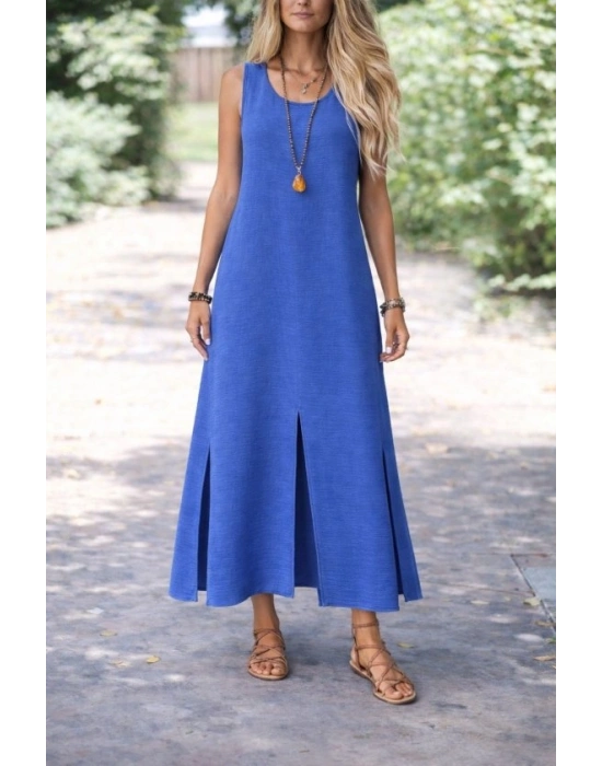 Kadın Yırtmaç Detay Kolsuz axi Boy Elbise