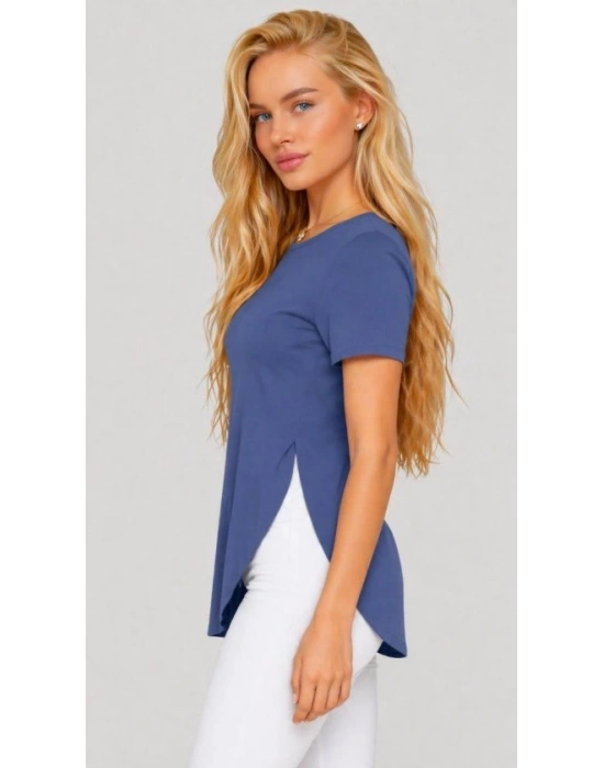 Kadın Yırtmaç Detaylı Viskon Kumaş Bluz