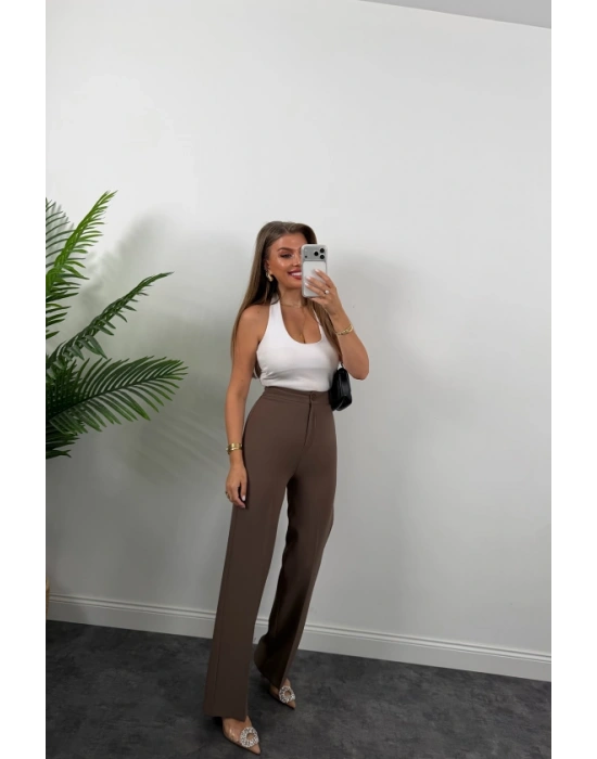 Kadın Yüksek Bel Atlas Kumaş Palazzo Pantolon