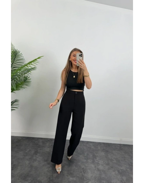 Kadın Yüksek Bel Atlas Kumaş Palazzo Pantolon