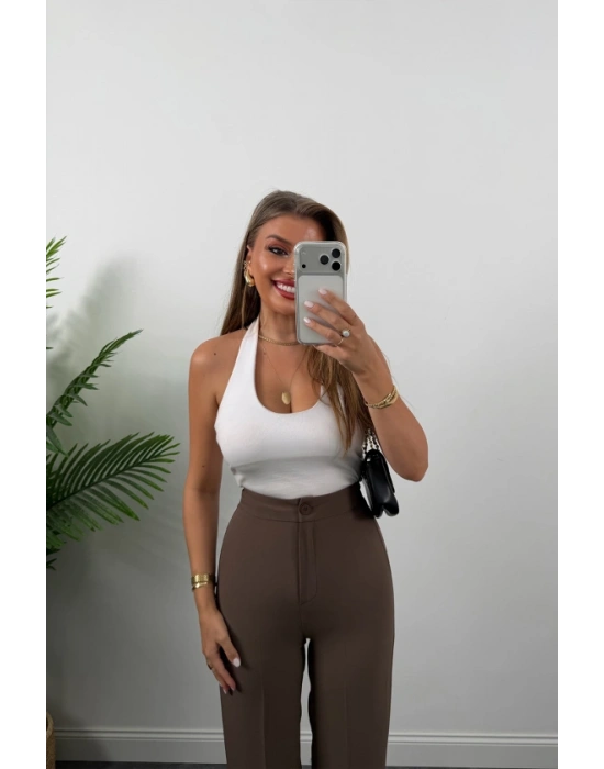 Kadın Yüksek Bel Atlas Kumaş Palazzo Pantolon