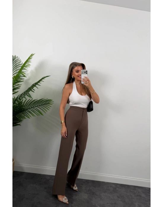 Kadın Yüksek Bel Atlas Kumaş Palazzo Pantolon