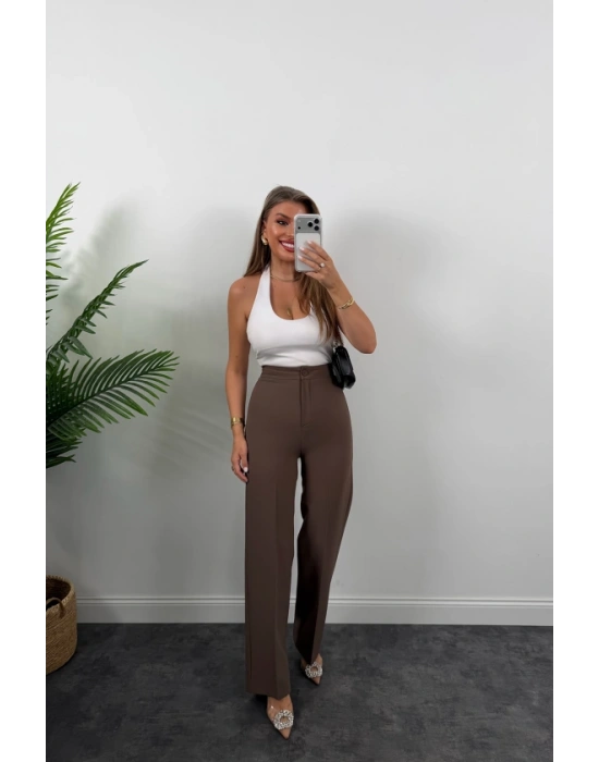 Kadın Yüksek Bel Atlas Kumaş Palazzo Pantolon