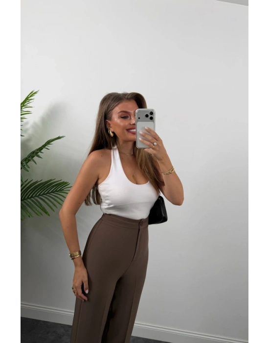 Kadın Yüksek Bel Atlas Kumaş Palazzo Pantolon