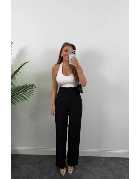 Kadın Yüksek Bel Atlas Kumaş Palazzo Pantolon