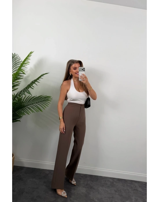 Kadın Yüksek Bel Atlas Kumaş Palazzo Pantolon