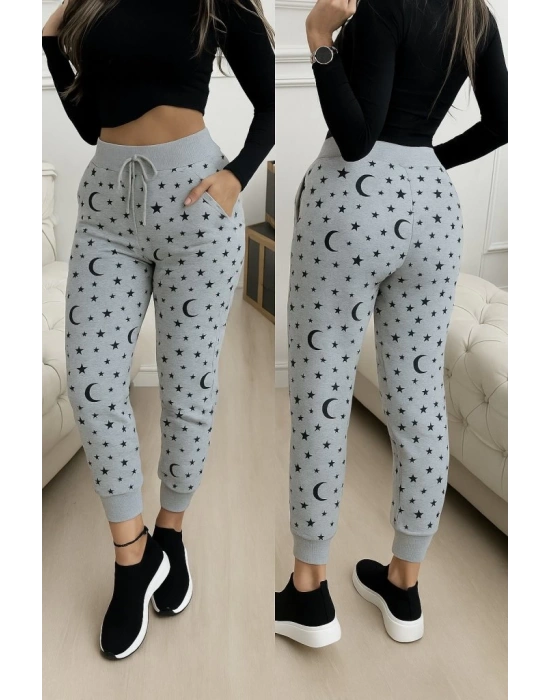 Kadın Yüksek Bel Bağcıklı Desenli Iki Iplik Pantolon