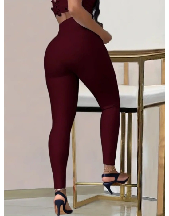 Kadın Yüksek Bel Belden Toka Detaylı Dalgıç Tayt