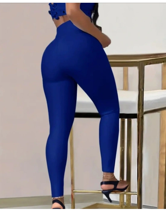 Kadın Yüksek Bel Belden Toka Detaylı Dalgıç Tayt