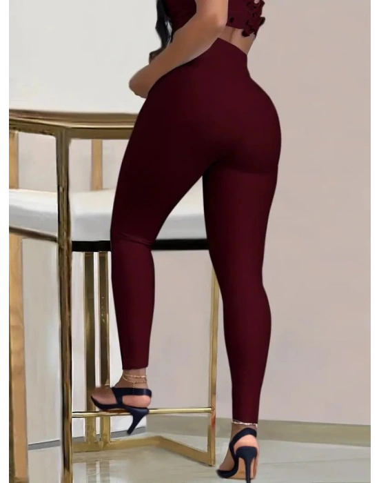 Kadın Yüksek Bel Belden Toka Detaylı Dalgıç Tayt