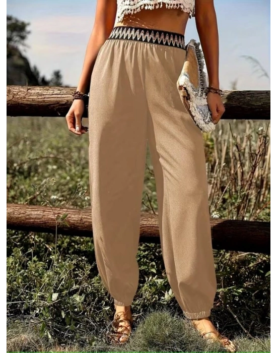 Kadın Yüksek Bel Beli astikli Dökümlü Ve Beli şeritli Pera Pantolon