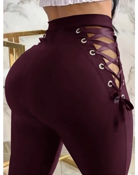 Kadın Yüksek Bel çapraz Bağcıklı Tül Detaylı Dalgıç Tayt