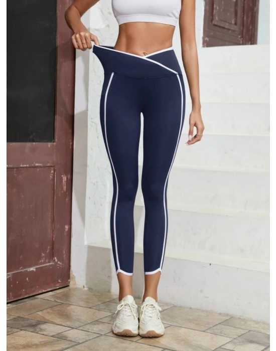 Kadın Yüksek Bel çapraz Bel şerit Detay Dalgıç Tayt