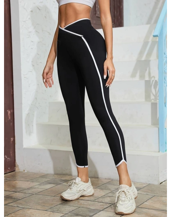 Kadın Yüksek Bel çapraz Bel şerit Detay Dalgıç Tayt