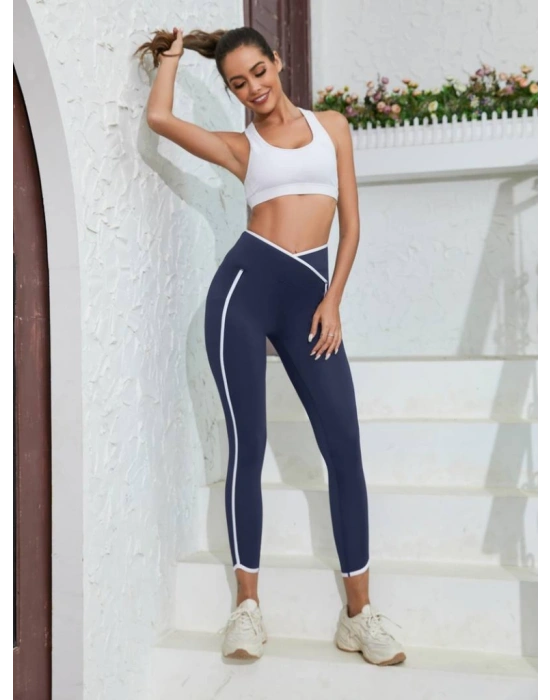 Kadın Yüksek Bel çapraz Bel şerit Detay Dalgıç Tayt