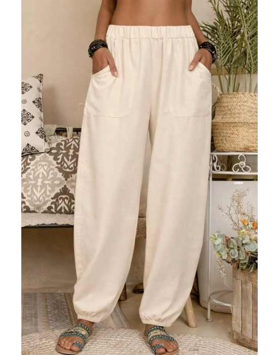 Kadın Yüksek Bel Cep Detaylı Pantolon