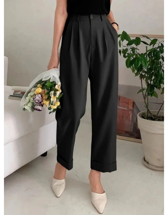 Kadın Yüksek Bel Cepli Atlas Pantolon