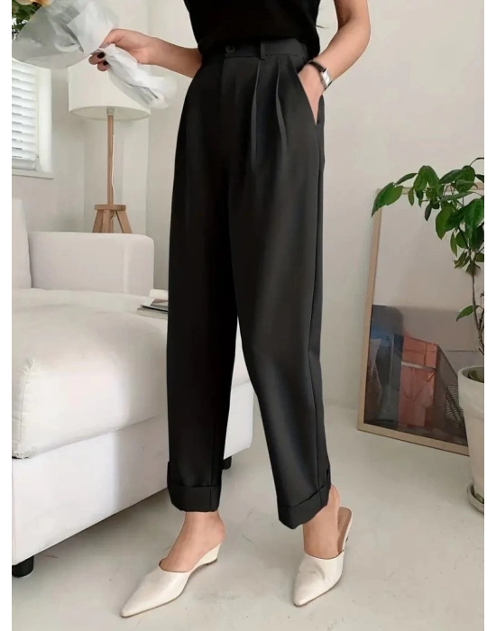 Kadın Yüksek Bel Cepli Atlas Pantolon