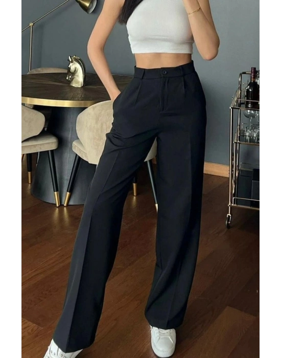 Kadın Yüksek Bel Cepli Ithal Krep Pantolon