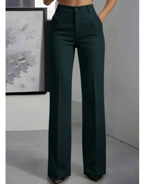 Kadın Yüksek Bel Cepli Ithal Krep Pantolon