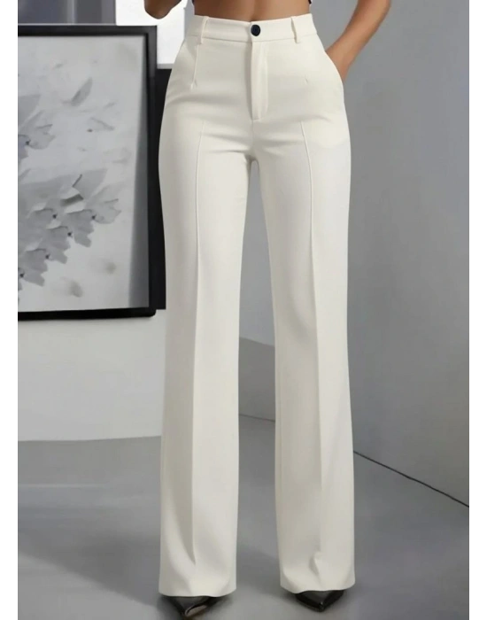 Kadın Yüksek Bel Cepli Ithal Krep Pantolon