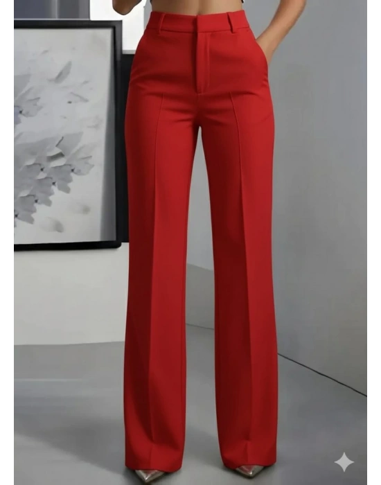 Kadın Yüksek Bel Cepli Ithal Krep Pantolon