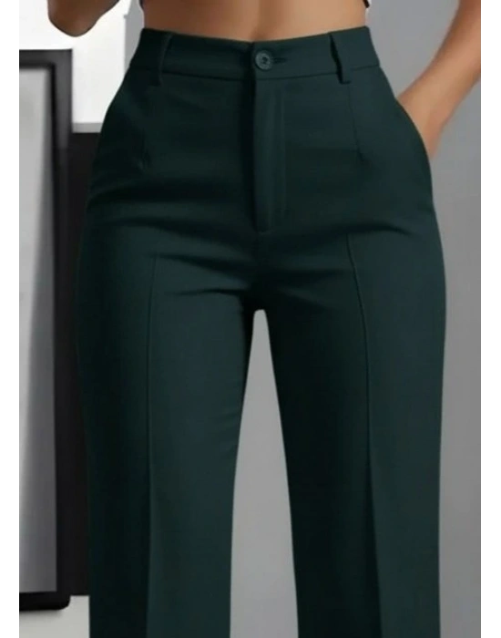 Kadın Yüksek Bel Cepli Ithal Krep Pantolon