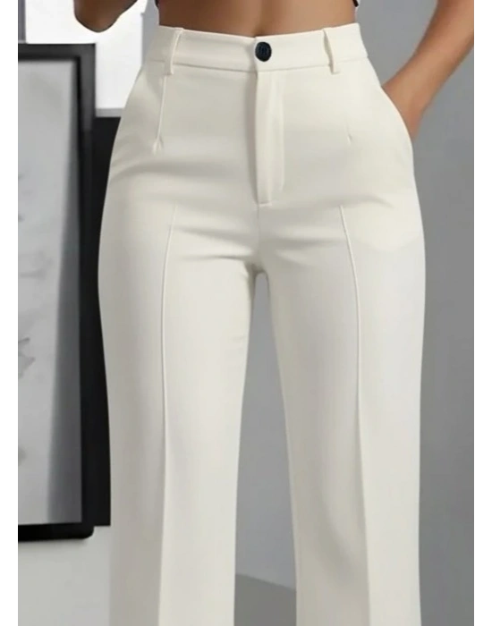 Kadın Yüksek Bel Cepli Ithal Krep Pantolon