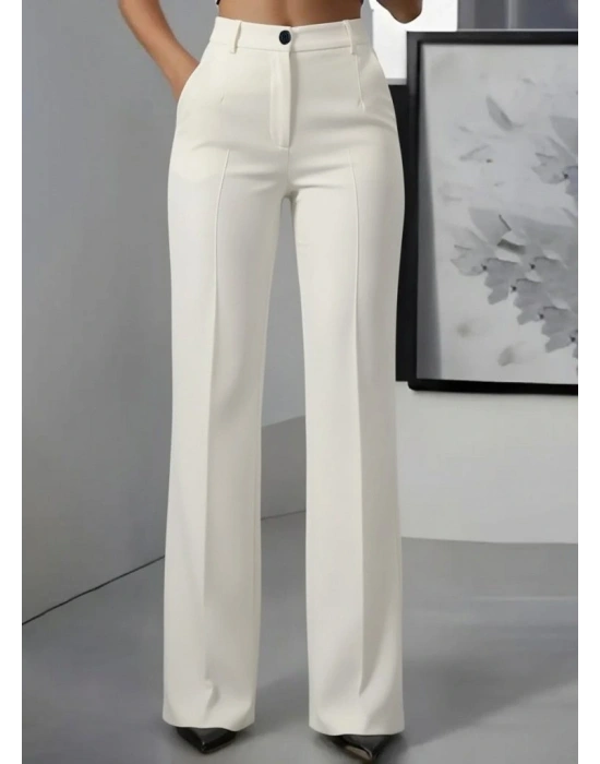 Kadın Yüksek Bel Cepli Ithal Krep Pantolon