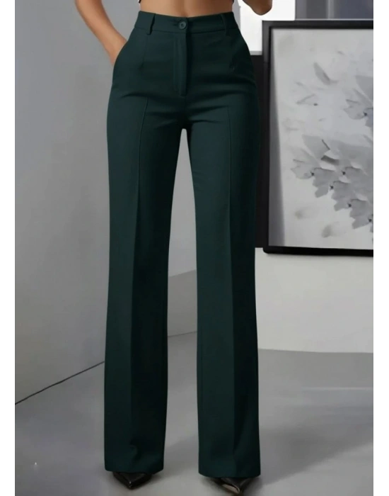 Kadın Yüksek Bel Cepli Ithal Krep Pantolon