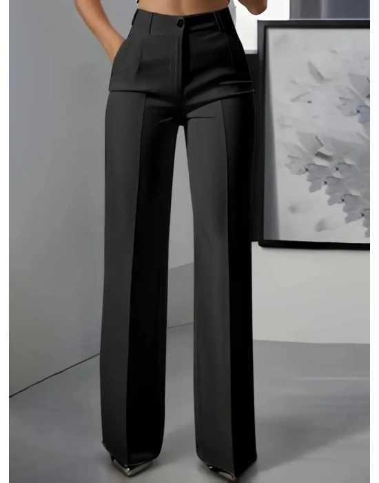 Kadın Yüksek Bel Cepli Ithal Krep Pantolon