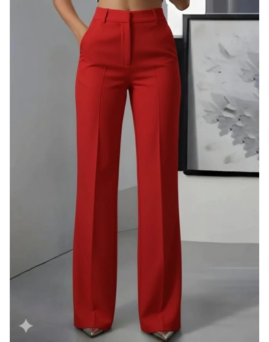 Kadın Yüksek Bel Cepli Ithal Krep Pantolon