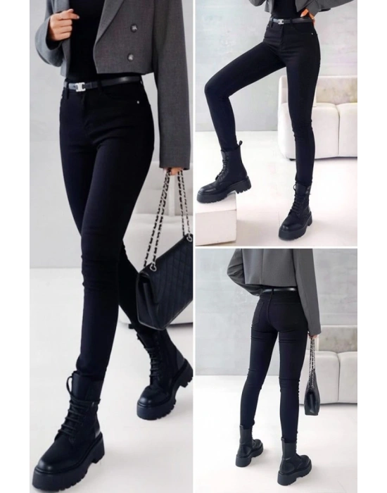 Kadın Yüksek Bel Cepli Kemersiz Kot Pantolon