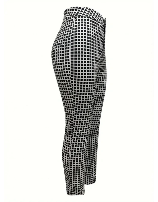 Kadın Yüksek Bel Desenli Dalgıç Pantolon