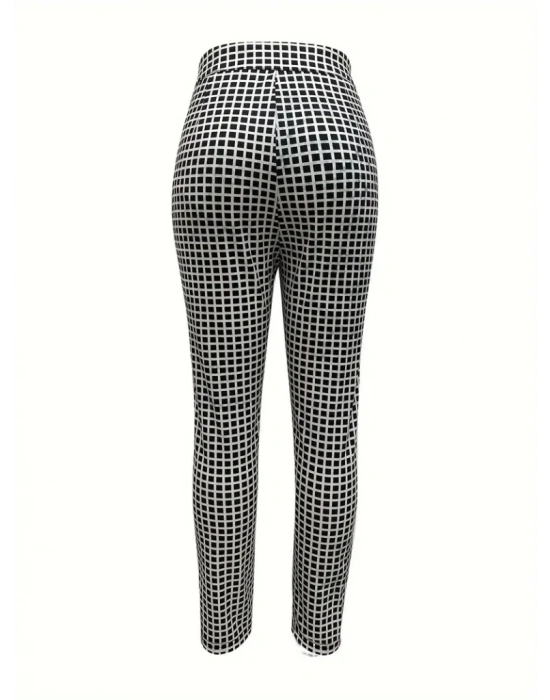 Kadın Yüksek Bel Desenli Dalgıç Pantolon