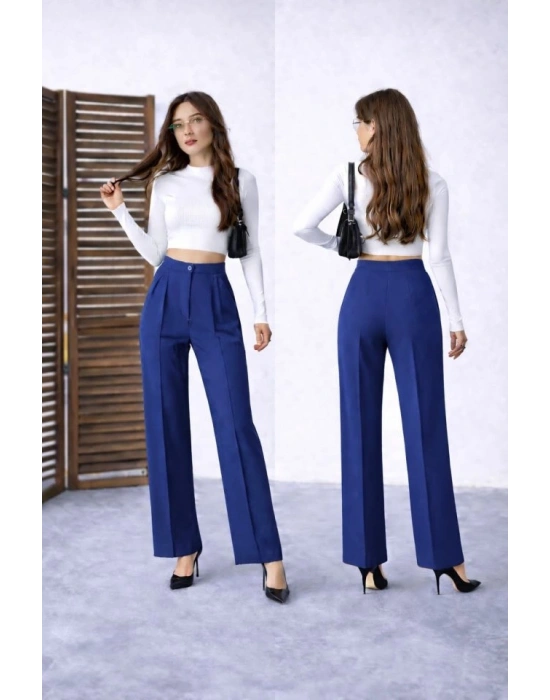 Kadın Yüksek Bel Double Kumaş Palazzo Pantolon