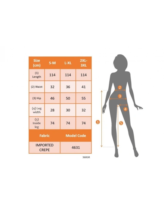 Kadın Yüksek Bel Düğmeli Geniş Paçalı Ithal Krep Pantolon