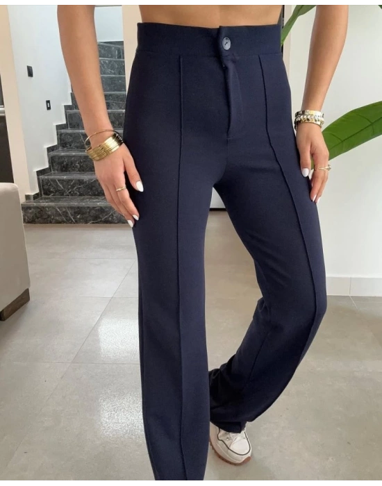 Kadın Yüksek Bel Full Likralı Krep Kumaş Pantolon