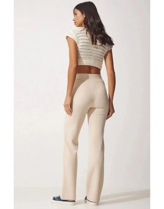 Kadın Yüksek Bel Full Likralı Krep Kumaş Pantolon